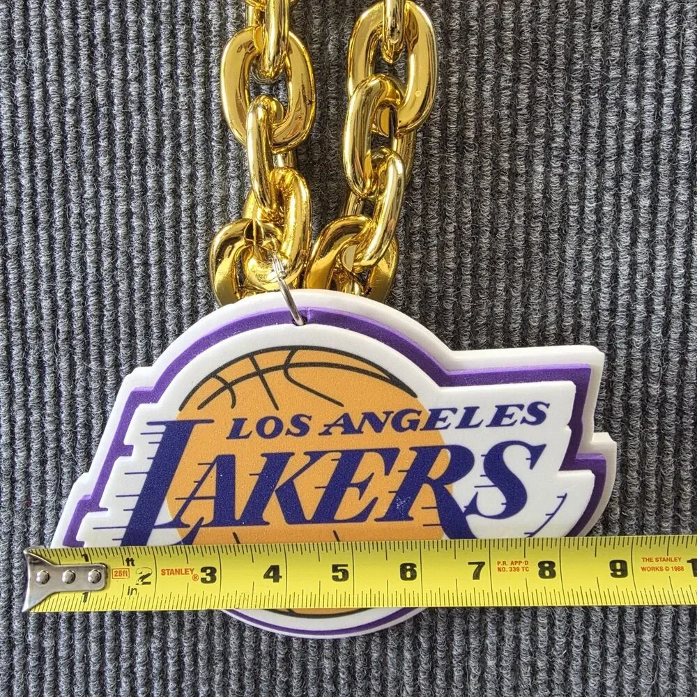 Los Angeles Lakers Necklace Gold Colored Chain BIG 3D Foam Logo